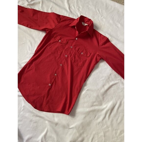 Vintage Red Unitog Mens Long-Sleeve Button-Up Shirt Size 14-14.5 Union Made In U - Picture 4 of 7